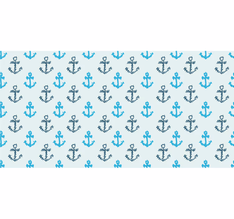 Toile fenêtre salle de bain motif ancres bleues déformées - TenStickers