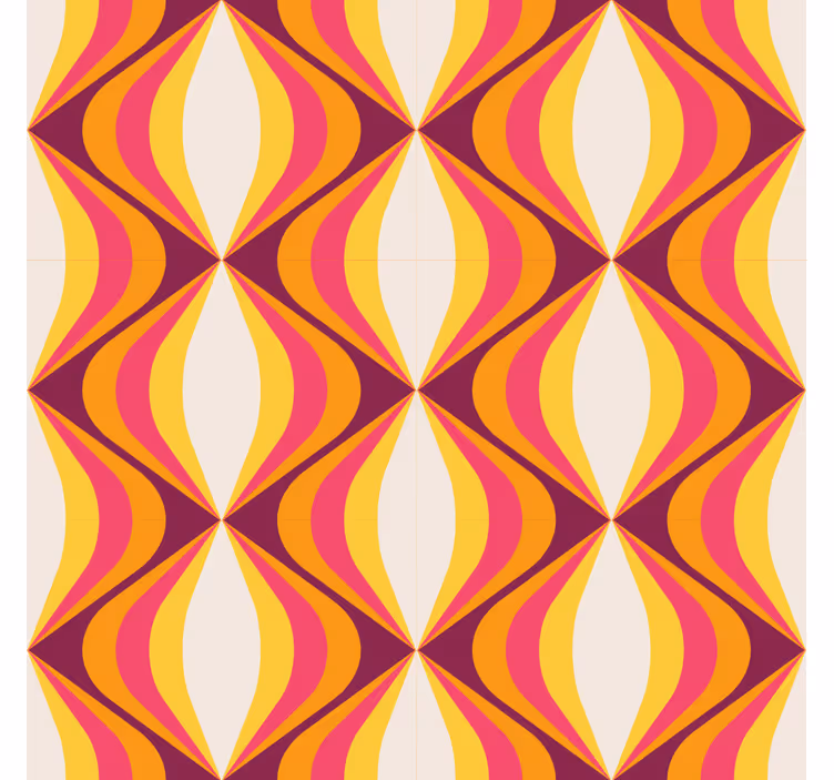 Toile fenêtre classique vague orange rétro - TenStickers