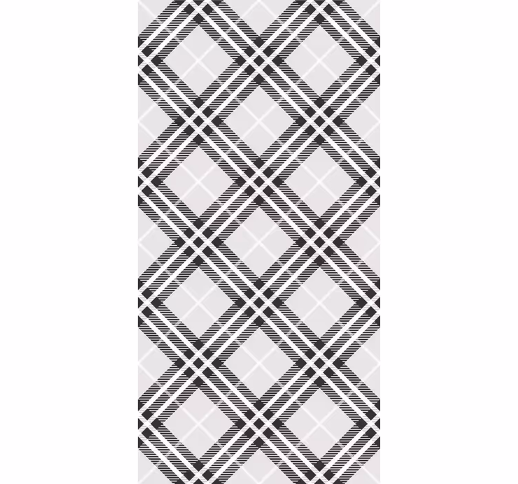 Toile fenêtre classique tartan écossais noir et blanc - TenStickers