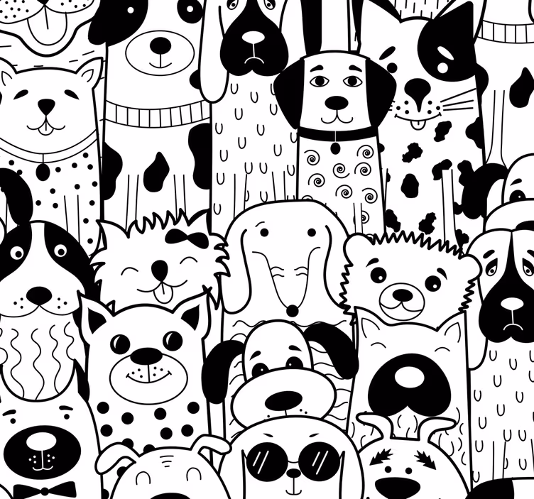 Toile fenêtre chambre bébé motif chiens - TenStickers