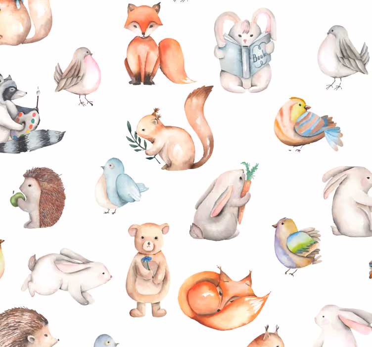 Toile fenêtre chambre bébé papier peint forêt mignonne - TenStickers