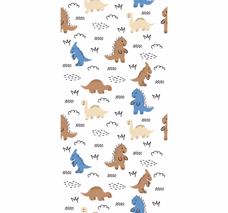 Toile fenêtre chambre bébé dinosaures bleus et bruns - TenStickers