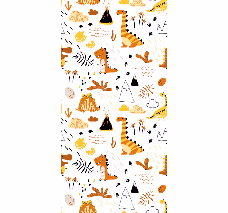 Toile fenêtre chambre bébé motif dinosaures et volcans - TenStickers
