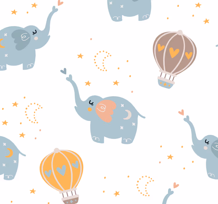 Toile fenêtre chambre bébé éléphants mignons enfants - TenStickers