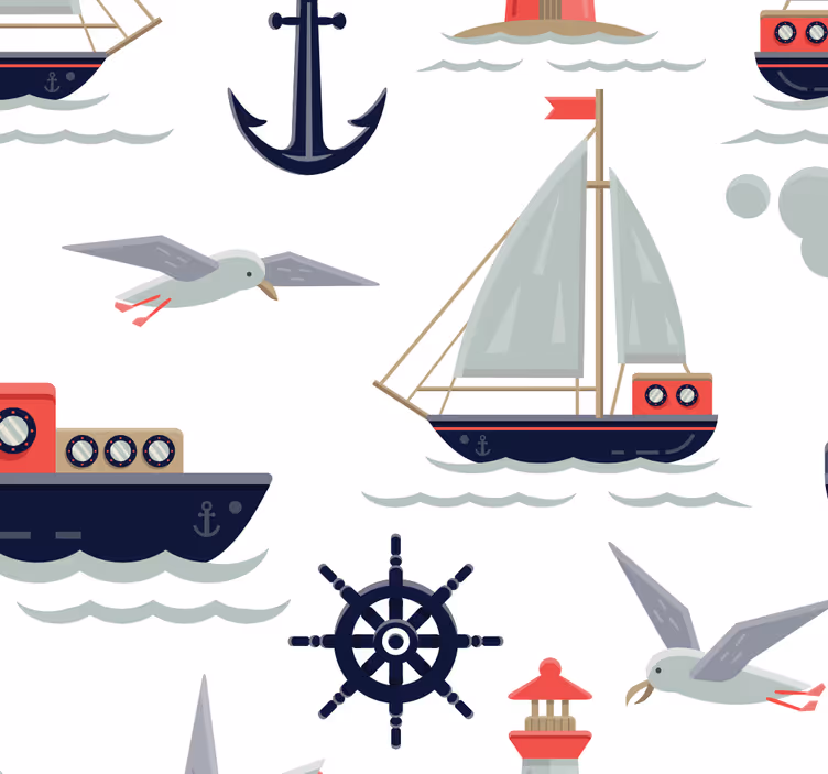 Toile fenêtre chambre bébé motifs marins enfants - TenStickers