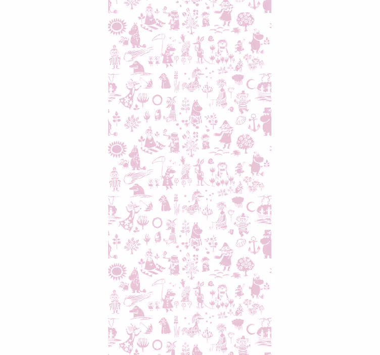Toile fenêtre chambre bébé moomin rose intégrale - TenStickers