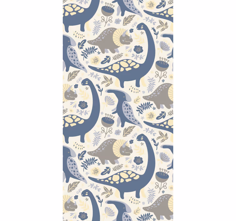Toile fenêtre chambre bébé dinosaures bleus nordiques - TenStickers