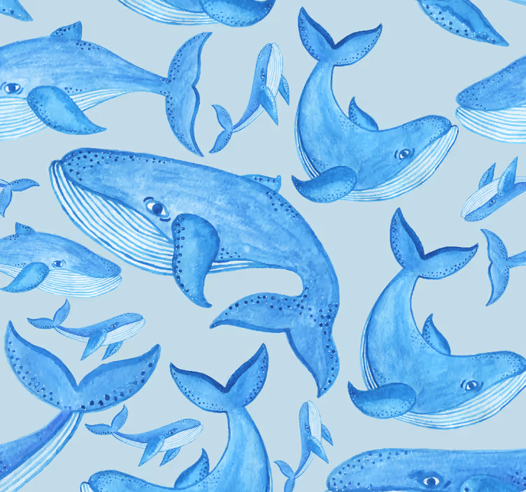 Toile fenêtre chambre bébé baleines organisées - TenStickers