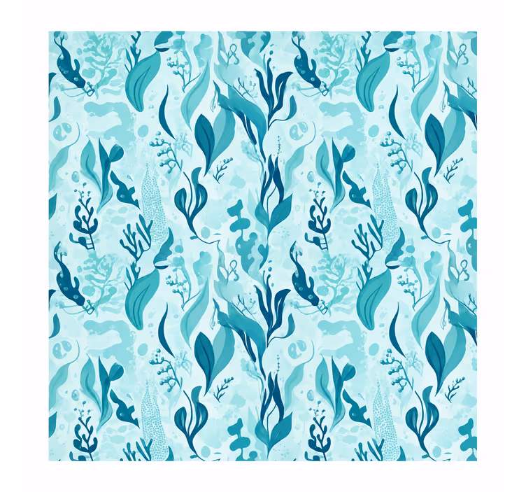 Toile fenêtre salle de bain feuilles marines - TenStickers