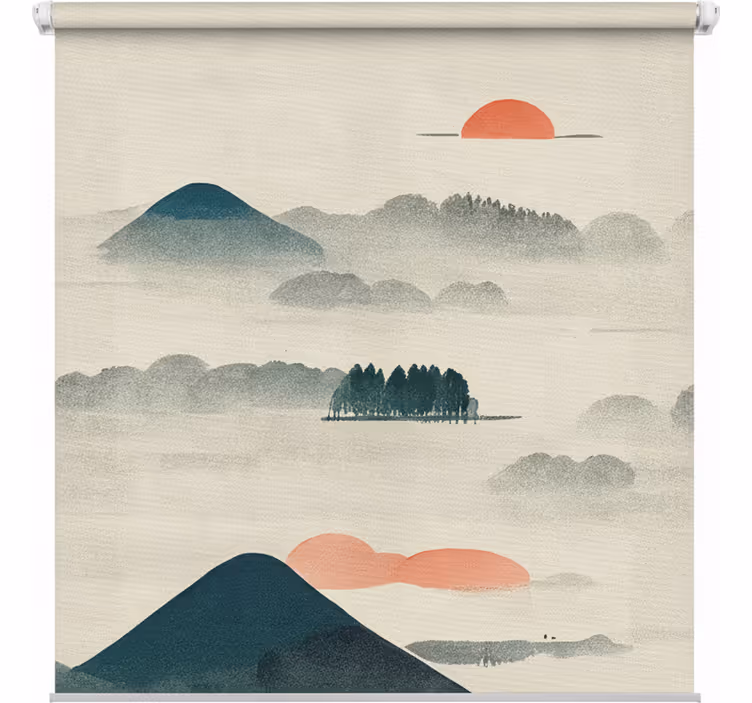 Toile fenêtre salle de bain montagne stylisée - TenStickers
