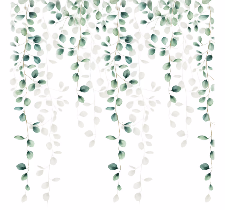 Toile fenêtre vert feuilles suspendues - TenStickers