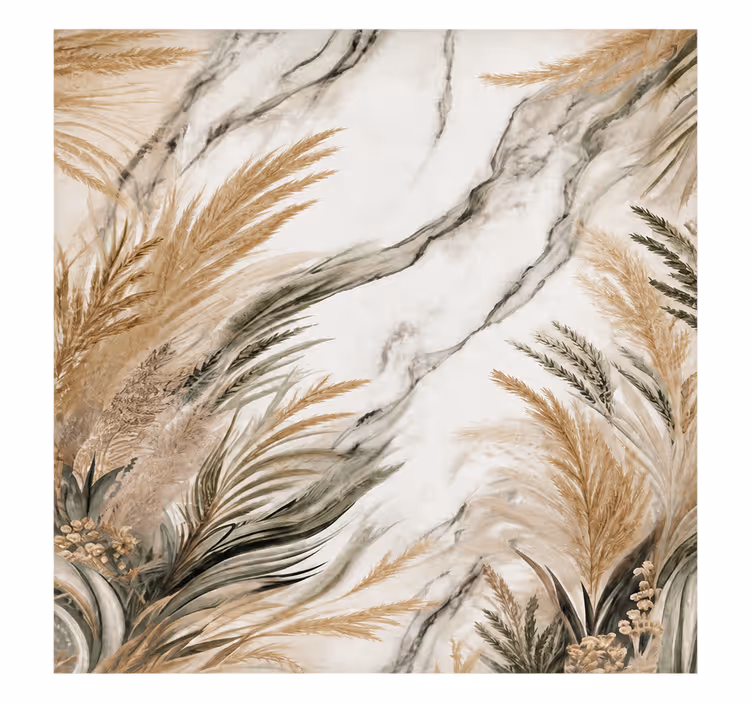 Toile blanche fenêtre feuilles modernes - TenStickers