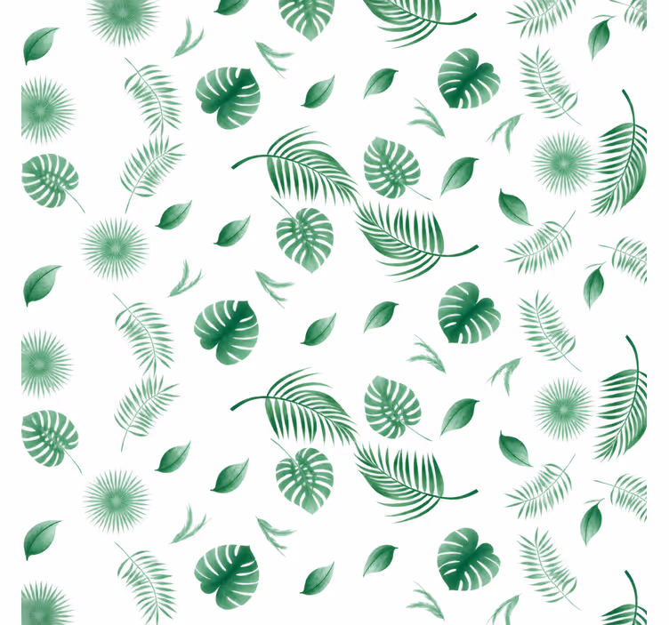 Toile fenêtre vert feuilles de plantes tropicales - TenStickers