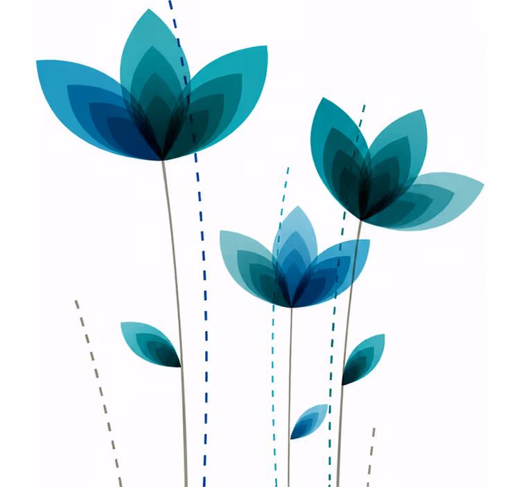 Toile fenêtre turquoise fleurs triples - TenStickers