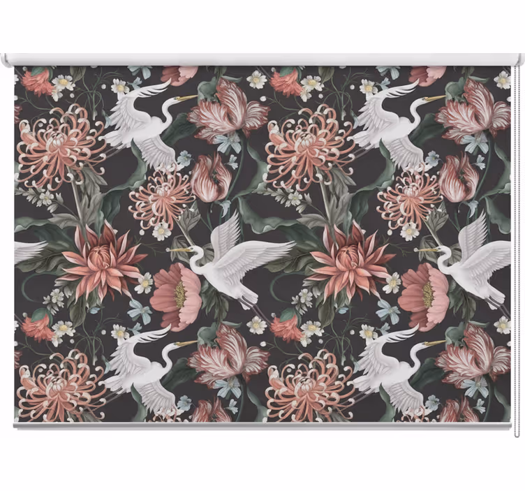 Toile fenêtre balcon hérons et fleurs - TenStickers
