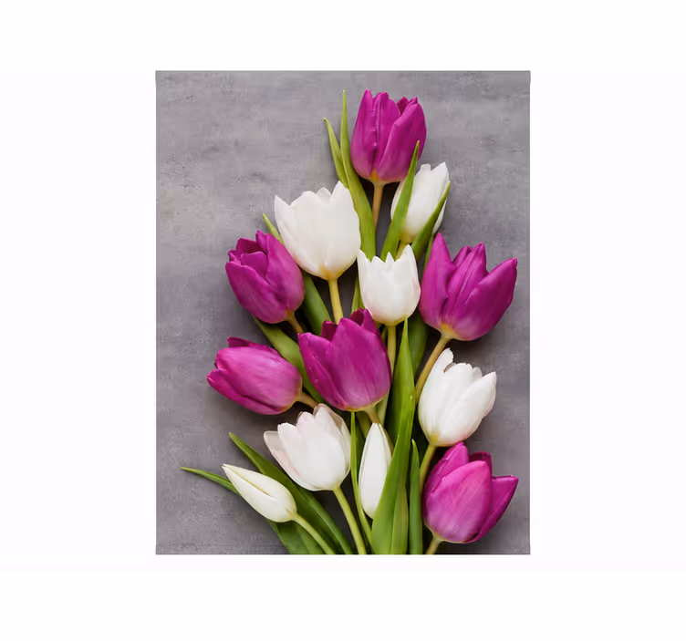 Toile fenêtre violet tulipes réelles - TenStickers