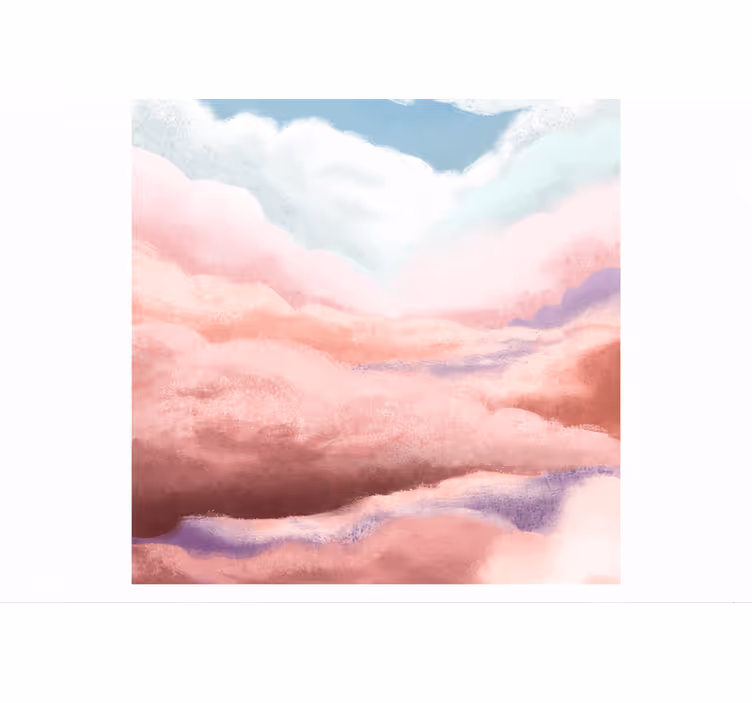 Toile fenêtre rose nuages pêchés 180 cm - TenStickers