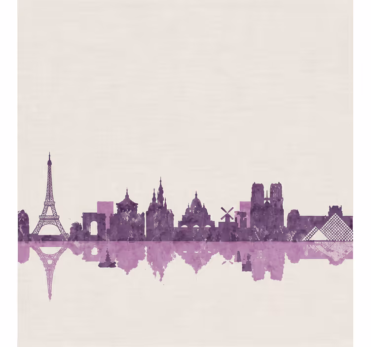 Toile fenêtre violet skyline de paris - TenStickers