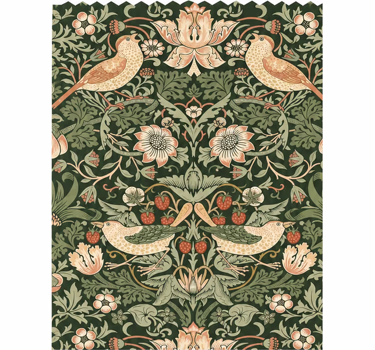 Toile fenêtre cuisine largeur 80 oiseaux voleurs fraises - TenStickers