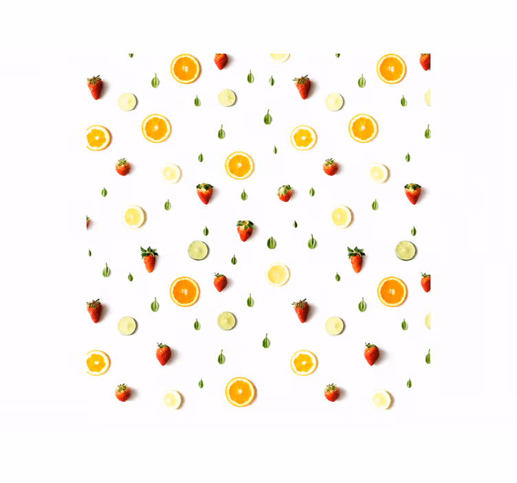 Toile fenêtre jaune motif fruits réalistes - TenStickers