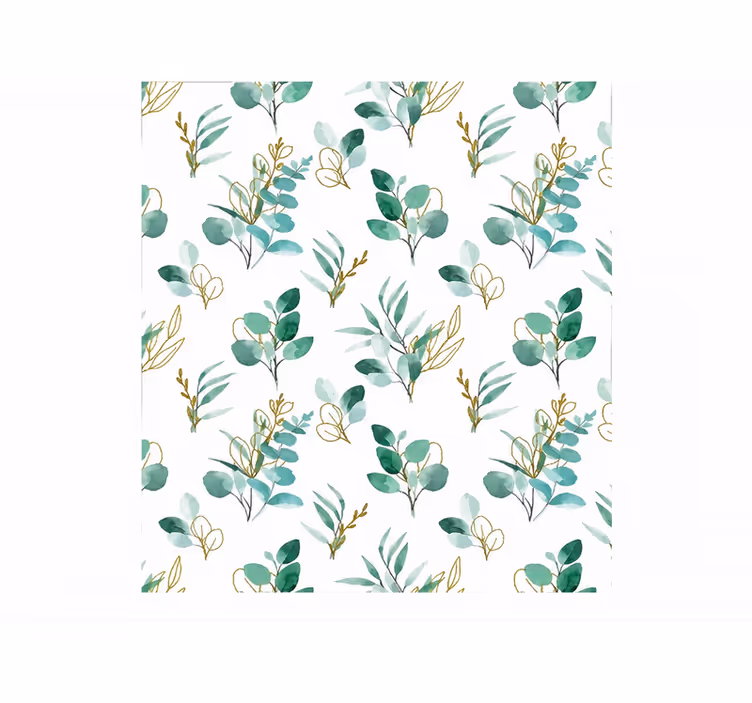 Toile fenêtre vert motif plantes menthe - TenStickers
