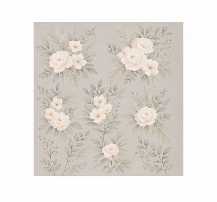 Toile fenêtre gris roses blanches - TenStickers