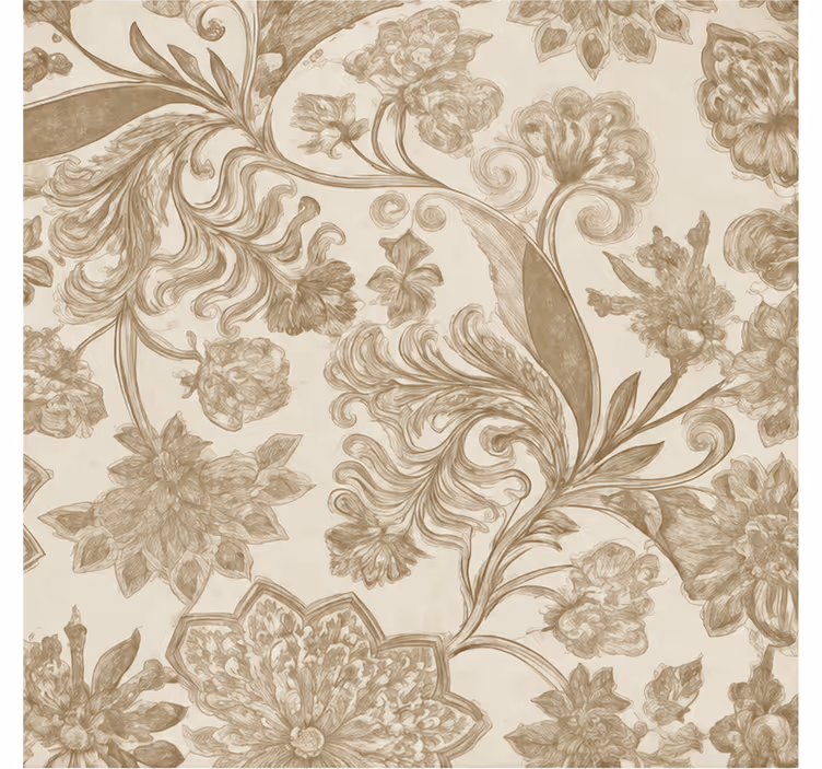 Toile fenêtre beige motif floral vintage - TenStickers