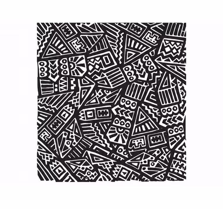 Toile noire fenêtre motif tribal africain artistique - TenStickers