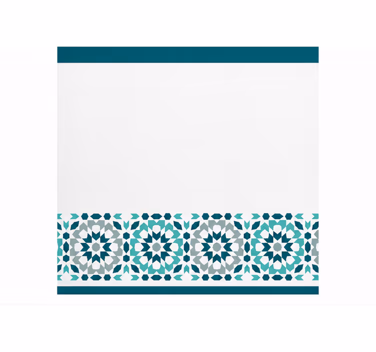 Toile fenêtre cuisine motif bord carré sarcelle - TenStickers