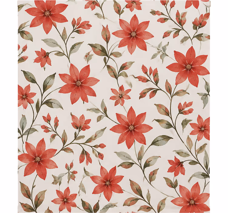 Toile fenêtre rouge motif étoile fleur - TenStickers