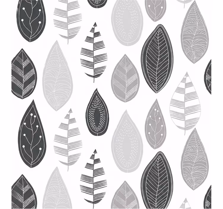 Toile fenêtre gris motif feuilles occultant - TenStickers