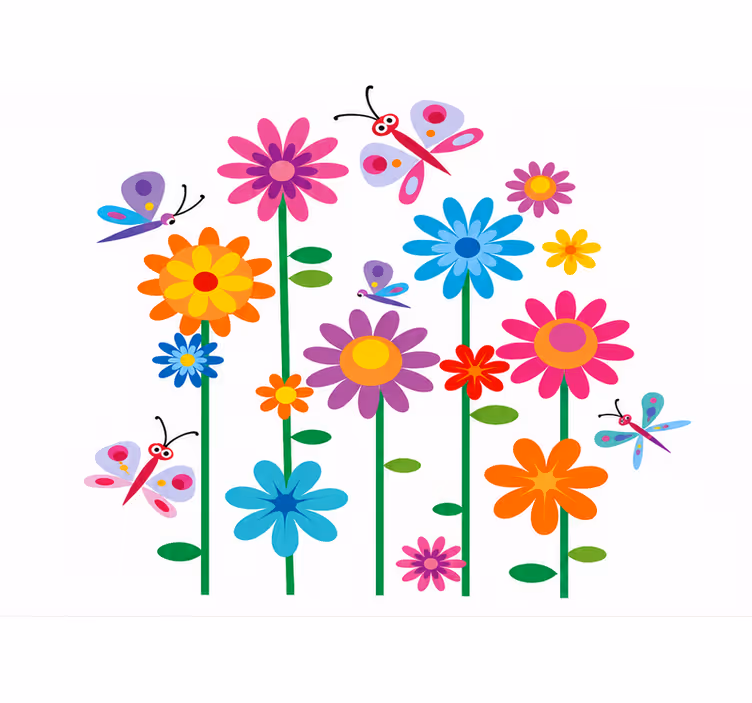 Toile fenêtre chambre enfant fleurs joyeuses enfants - TenStickers