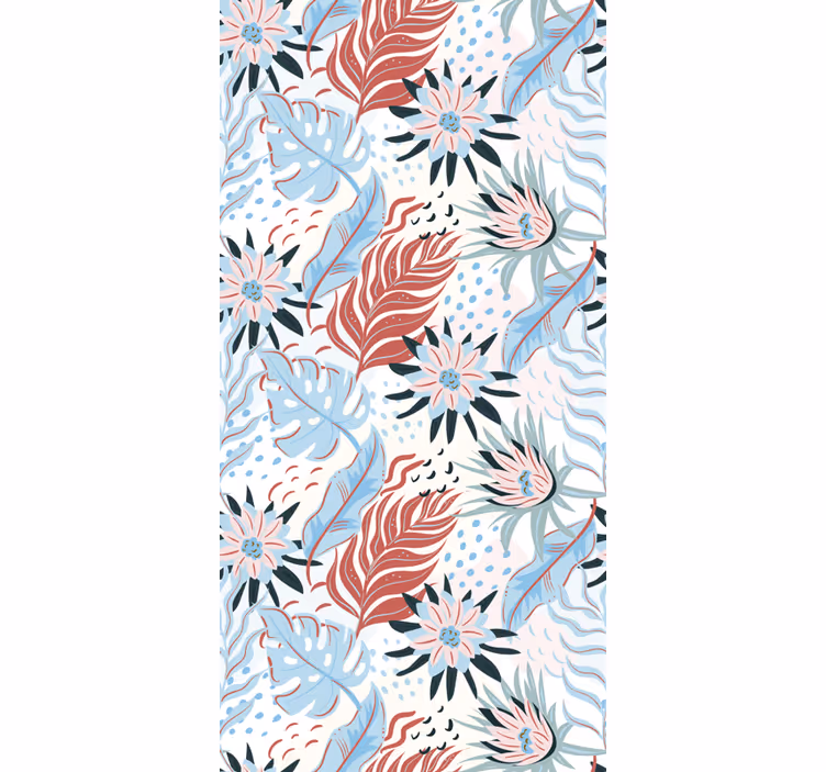 Toile fenêtre fleur motif de feuillage tropical - TenStickers