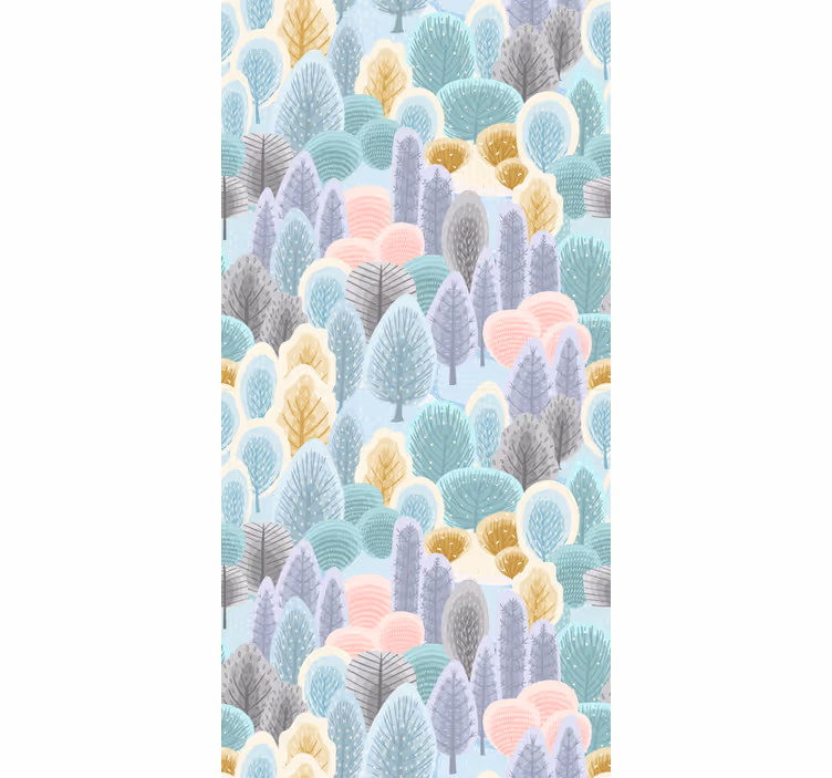 Toile fenêtre arbre motif de forêt pastel - TenStickers