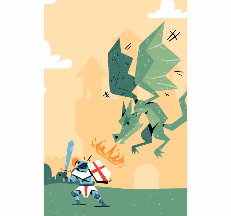 Store enrouleur enfant combat dragon et chevalier - TenStickers