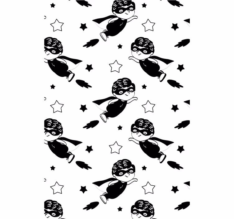 Store enrouleur chambre bébé motif super-héros noir et blanc - TenStickers