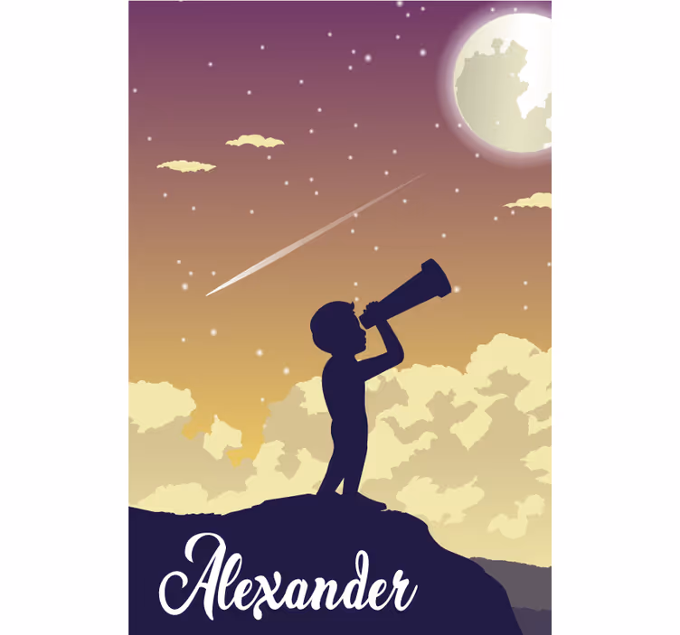 Store enrouleur avec nom silhouette observant les étoiles - TenStickers