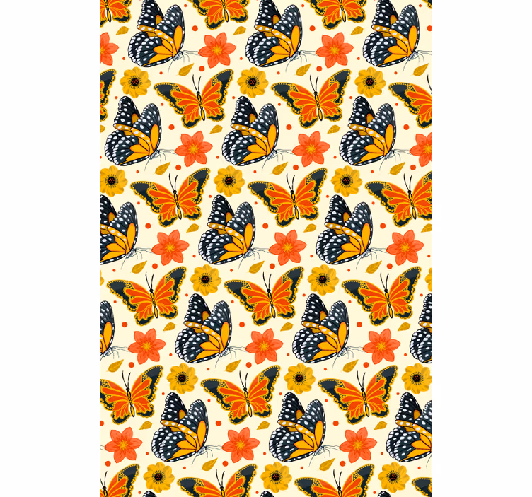 Store enrouleur papillons motif floral style rétro - TenStickers
