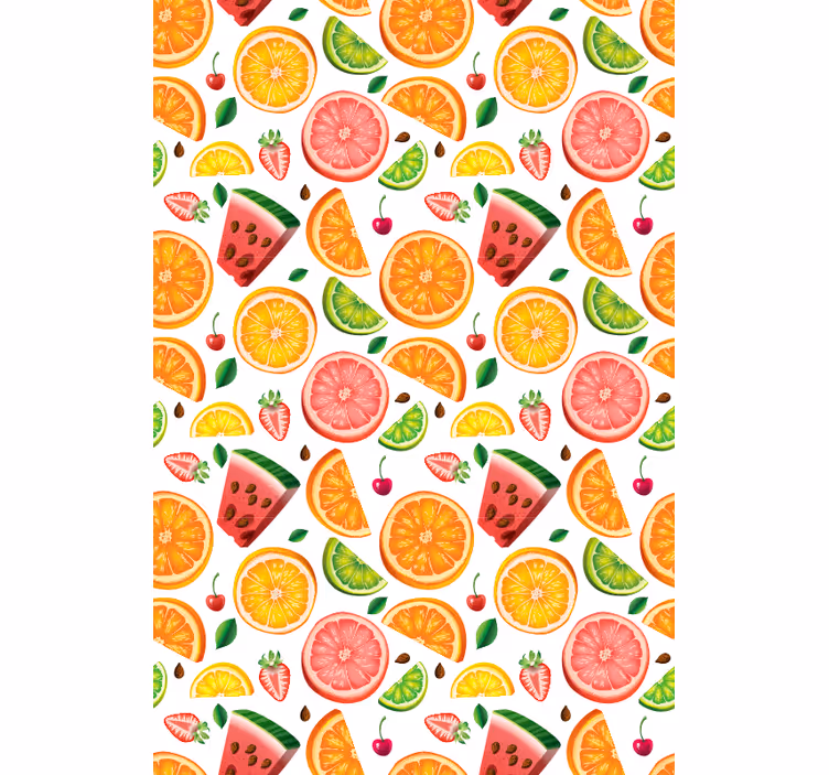 Toile fenêtre fruits et légumes motif pastèque et agrumes - TenStickers