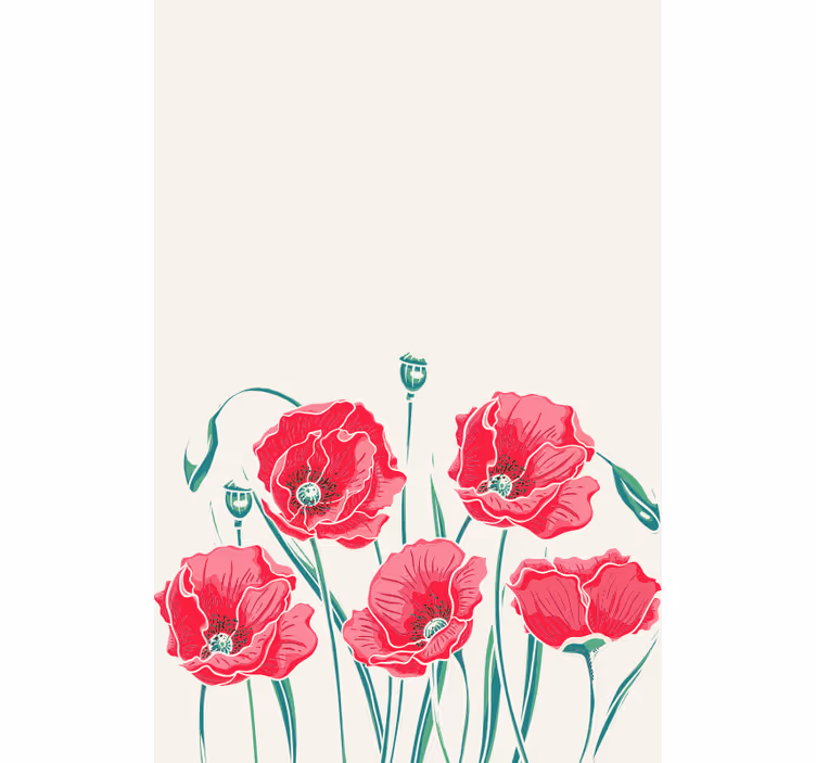 Toile fenêtre fleurs et plantes Élégance coquelicot - TenStickers