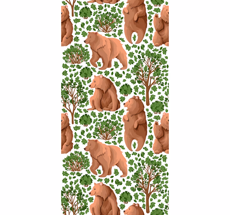 Toile fenêtre animaux motif de forêt d'ours - TenStickers