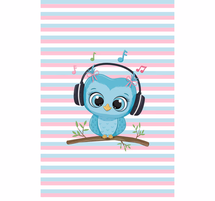 Toile fenêtre animaux illustration de hibou musical - TenStickers