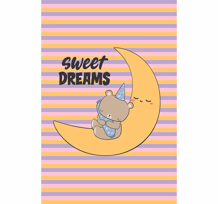 Toile fenêtre chambre bébé ours endormi au clair de lune - TenStickers