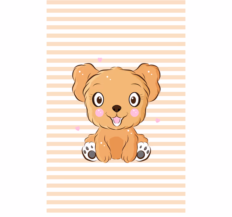 Toile fenêtre animal illustration de chiot mignon - TenStickers