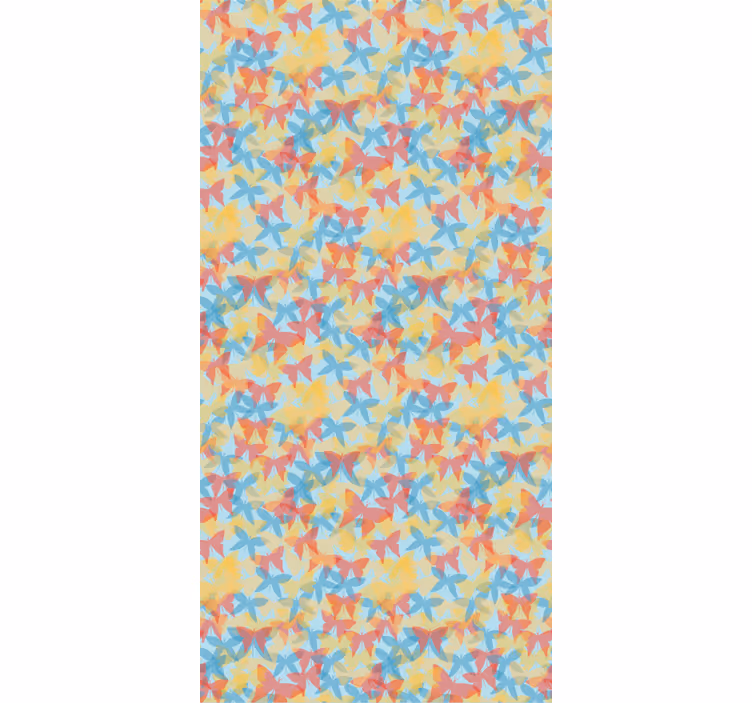 Toile fenêtre papillon orange, jaune et bleu - TenStickers