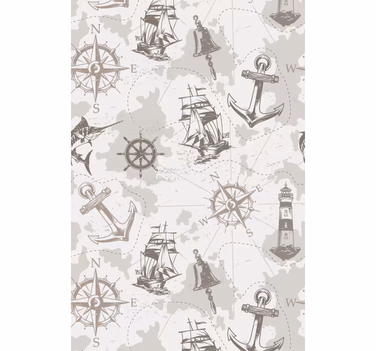 Toile fenêtre vintage motifs d'exploration nautique - TenStickers