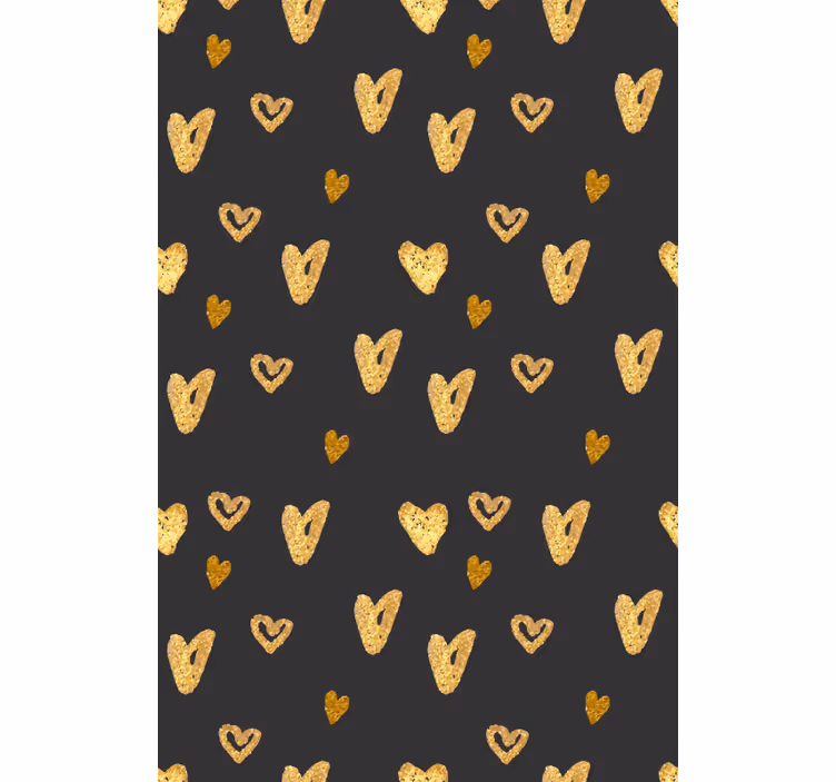 Toile fenêtre romantique motif coeur doré - TenStickers