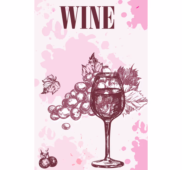 Toile fenêtre romantique croquis de vin vintage - TenStickers