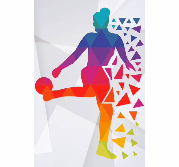 Toile fenêtre sport joueur de football géométrique - TenStickers