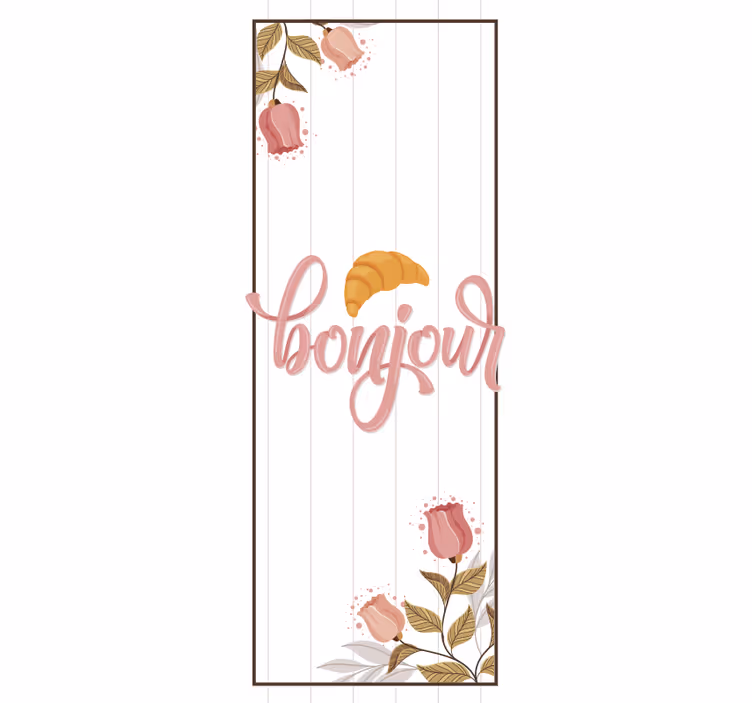 Toile fenêtre cuisine bonjour accent de script - TenStickers